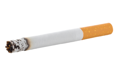 Cigarette with smoke isolated on a transparent background.