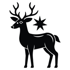 reindeer with star silhouette vector icon