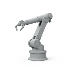 Gray Industrial Robotic Arm on White Backdrop with Advanced Automation System