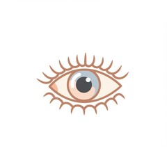 Minimalist Eye Illustration in Beige and Light Blue on White Background