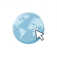 Naklejka premium World Globe with a Pointer Focused on Africa in Light Blue and White