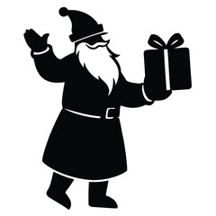 santa giving gift silhouette vector icon