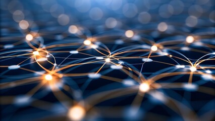 Abstract digital network background with glowing connected nodes and futuristic technology grid
