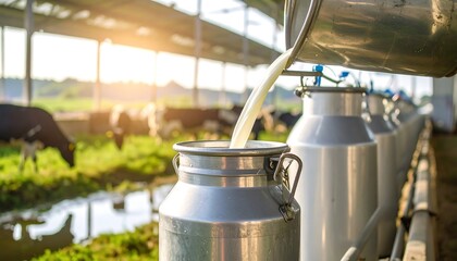 Fresh Milk Being Poured Into