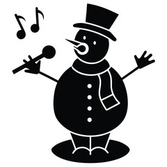 snowman singing silhouette vector icon
