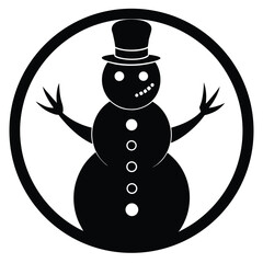 snowman with buttons silhouette vector icon