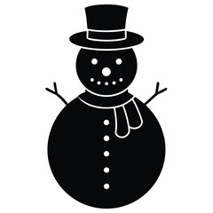 snowman with hat silhouette vector icon