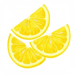 Three Slices of Fresh Yellow Lemon on White Background Bright Studio Shot