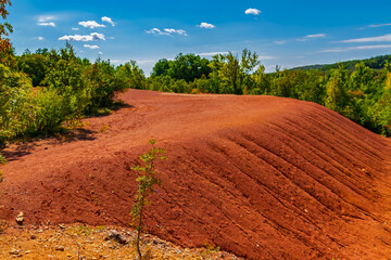 Exhausted bauxite open pit mine