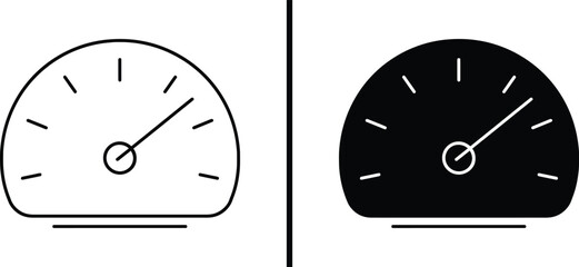 Obraz premium Dual Meter Panel: A minimalist illustration of a speedometer, set against a backdrop of white and black.