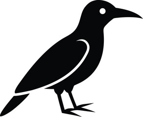 Flat Isometric Vector of Bird Silhouette – Minimalist Black and White High Contrast Illustration with Clean Lines