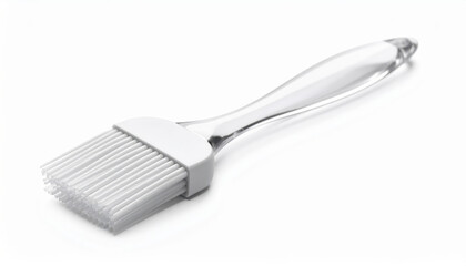 Silicone basting brush with clear handle on a white background