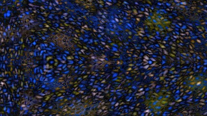 Intriguing abstract mosaic texture with vibrant blue and gold details