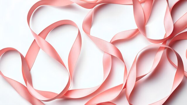 graceful pink ribbon curves on white surface