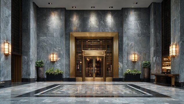 Grand entryway,  modern art deco