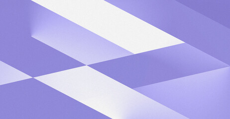 Fototapeta premium Monochrome geometric background with translucent intersecting shapes and a soft textured surface. Wide banner. The composition builds depth through gradients from light lavender purple blue to white. 
