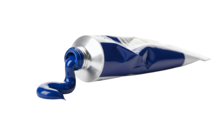Cobalt Blue Paint Tube Squeezing Pigment on White Background Ready for Artistic Creations and Painting Projects.
