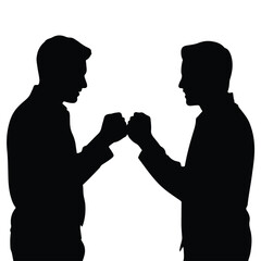 Two businessmen celebrating successful deal with fist bump in a modern, dynamic partnership, teamwork and achievement