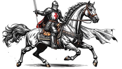 Knight on a horse, medieval style