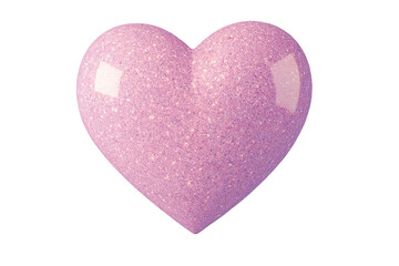Sparkling pink glitter heart on a white background