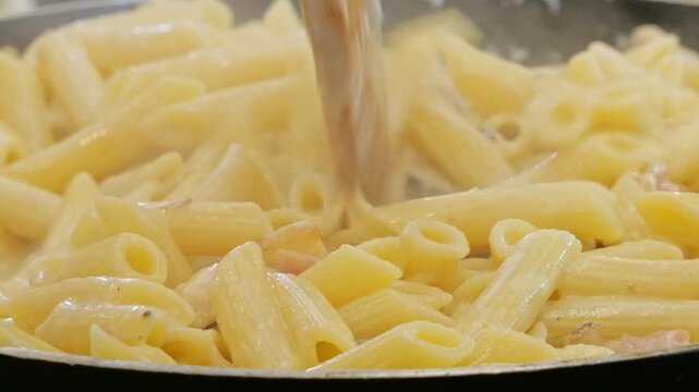 pasta with white sauce and mushrooms