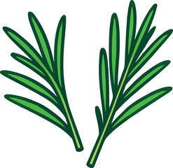 Two Green Palm Fronds Illustration Simple Design palm leaves