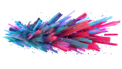 Abstract explosion of vibrant, geometric crystals