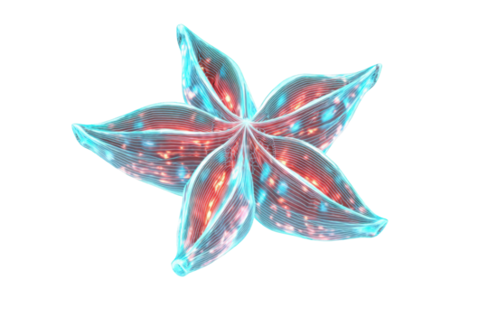 Glowing, translucent starfish
