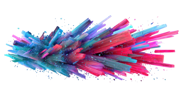 Abstract explosion of vibrant, geometric crystals