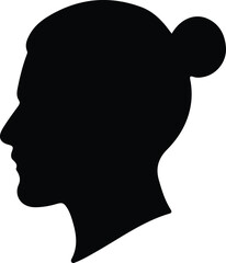 Illustrator Vector Woman head profile with hair bun simple silhouette