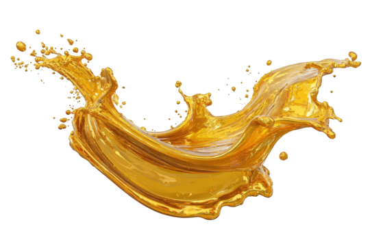Golden liquid splash on black background