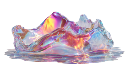 Abstract iridescent, liquid form