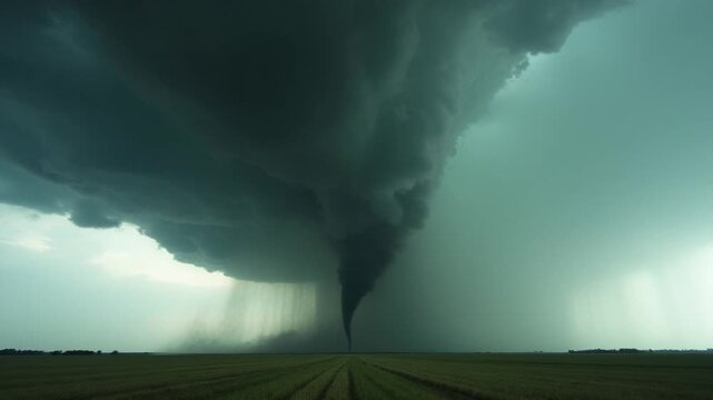Massive tornado storm weather destruction damage open field thunder dangerous cyclone hurricane natural disaster wind gray sky rain insurance help extreme conditions chasing awe nature