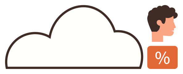 Cloud with user profile and percentage block highlighting data insights, storage, productivity, impact tracking. Ideal for analytics, technology, computation, networking, information research