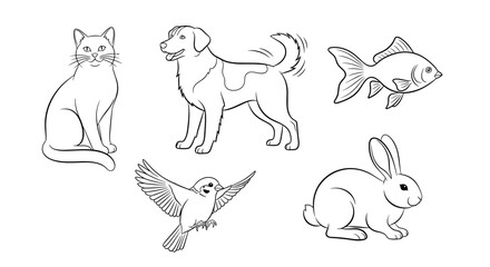 Collection of Hand Drawn Animal Sketches Isolated on White Background for Art and Design