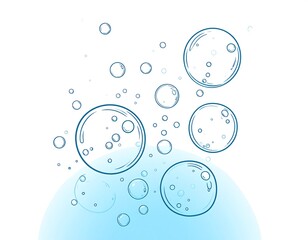 Light blue bubbles on white background