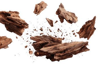 Fragmented wood pieces in a dynamic display