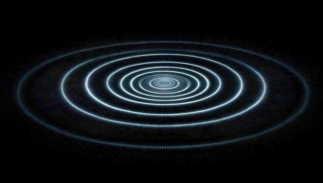 Concentric circles radiating light, dark background