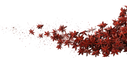 Abstract swirling cluster of red star-like shapes