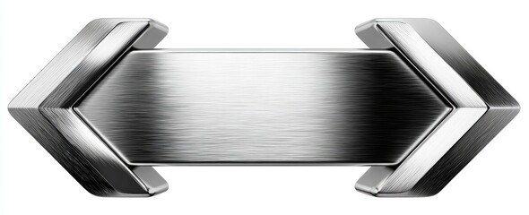 Brushed metal rectangular plaque with arrow-shaped accents