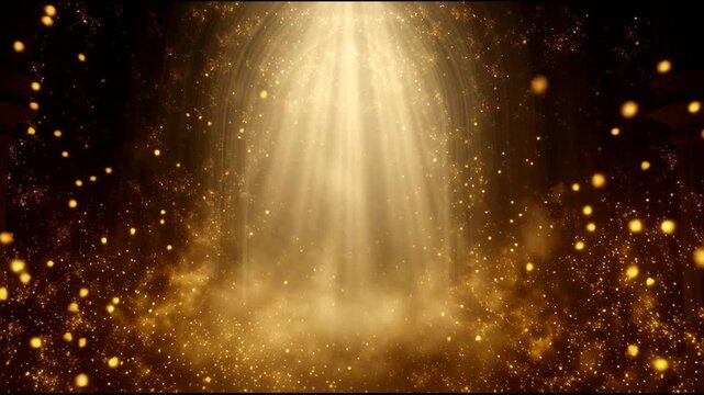 Mystic magic divine light with gold angelic ray from heavenly gate creating spiritual glow on fantasy background