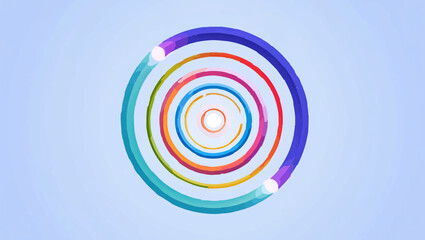 Colorful Spiral Emanating from Center on White

