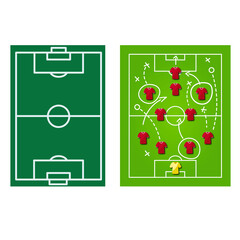Obraz premium Football Icons – Soccer Field Layout and Tactical Strategy Board Illustration