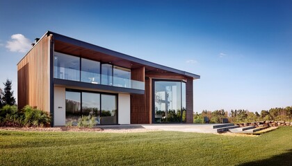 modern simple home with large windows and contemporary design