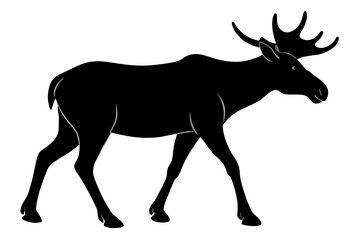 A wild deer silhouette vector illustration with antlers and horns, perfect for nature and Christmas-themed art