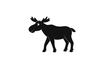 Fototapeta premium An isolated vector illustration of a wild black deer silhouette with horns, perfect for a nature or Christmas-themed art piece