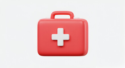 Obraz premium 3D Rendered First Aid Kit Icon on White Background for Healthcare and Medical Use