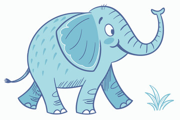 Obraz premium Animal kids scribble, hand drawn naive wild nature doodle set, childish cartoon African characters. Wax crayon kindergarten jungle print, childhood savanna mammal. Animal scribble colorful graphic kit