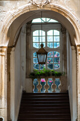 Charming Staircase with Antique Lantern in Sicily, Italy