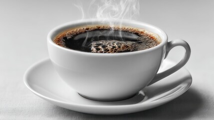 Fototapeta premium Hot coffee in a white cup (1)